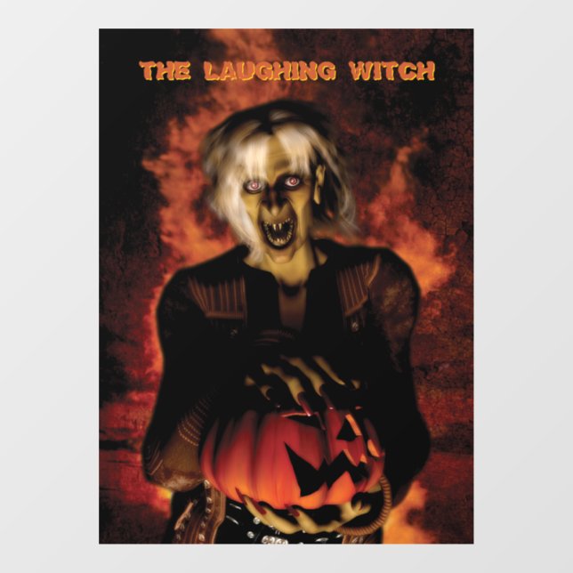 Vinilos Para Cristales Bruja malvada con calabaza. Halloween (Hoja)