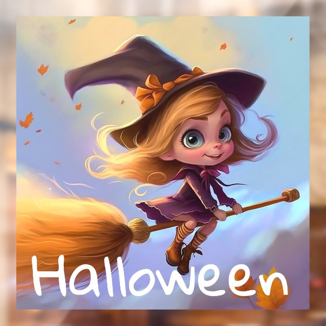 Vinilos Para Cristales Bruja voladora animada (Hoja 2)