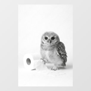Vinilos Para Cristales Búho Adorable de Bebé Sosteniendo Papel Higiénico