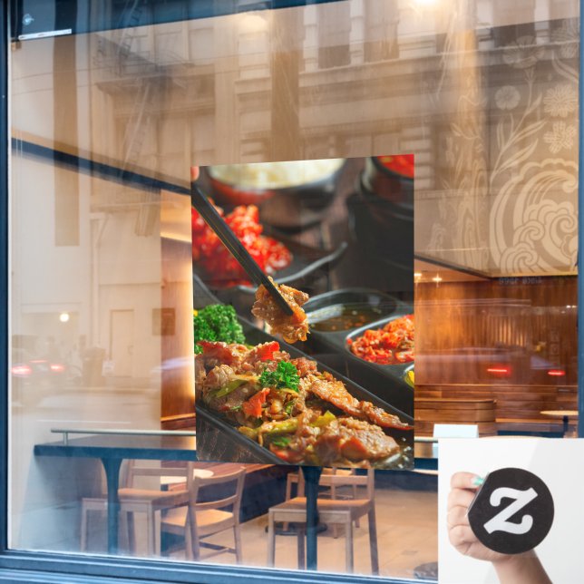 Vinilos Para Cristales Bulgogi de comida coreana o parrillada de ternera  (Ventana de cafetería)