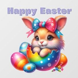 Vinilos Para Cristales Bunny Peeking Desde Huevo Pintado