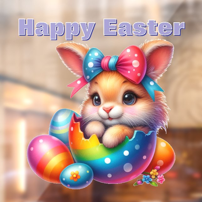 Vinilos Para Cristales Bunny Peeking Desde Huevo Pintado (Hoja 2)