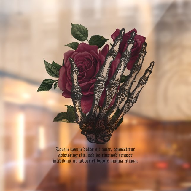 Vinilos Para Cristales Burgundy Floral Skeleton Hand Gothic (Hoja 2)