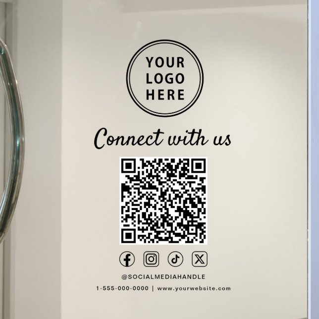 Vinilos Para Cristales Business Logo Connect With Us Create Your QR Code (Business Logo Connect With Us Create Your QR Code Window Cling)