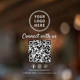 Vinilos Para Cristales Business Logo QR Code Connect With Us White