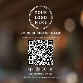 Vinilos Para Cristales Business Logo QR Code Social Media White Lettering