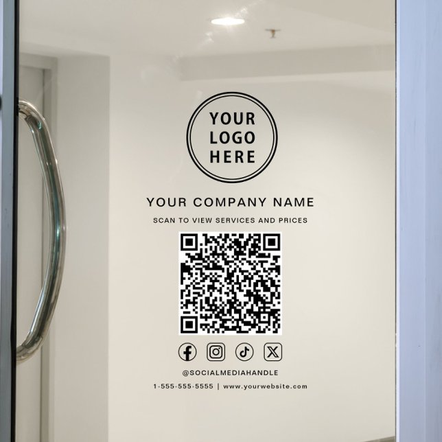 Vinilos Para Cristales Business Logo Social Media Create Your QR Code (Business Logo Social Media Create Your QR Code Window Cling)