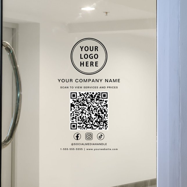 Vinilos Para Cristales Business Logo Social Media QR Code (Business Logo Social Media QR Code Window Cling)