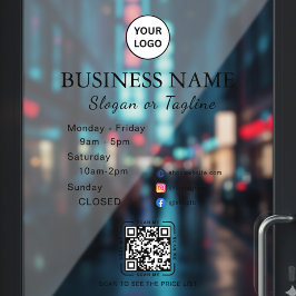 Vinilos Para Cristales Business Opening Hours Modern Script & Qr, Social 