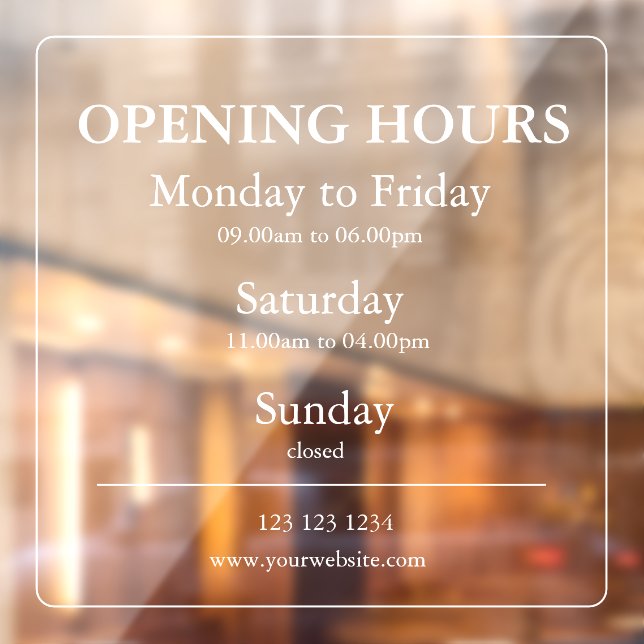 Vinilos Para Cristales Business Opening Hours Sign | Window Cling (Hoja 2)