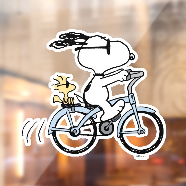 Vinilos Para Cristales Cacahuetes | Bicicleta Snoopy & Woodstock (Hoja 2)