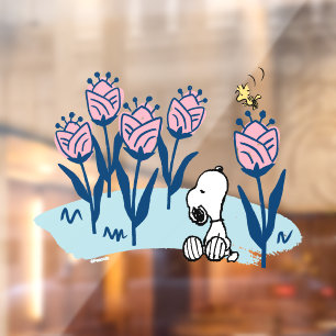 Vinilos Para Cristales Cacahuetes Jardín de flores Snoopy & Woodstock