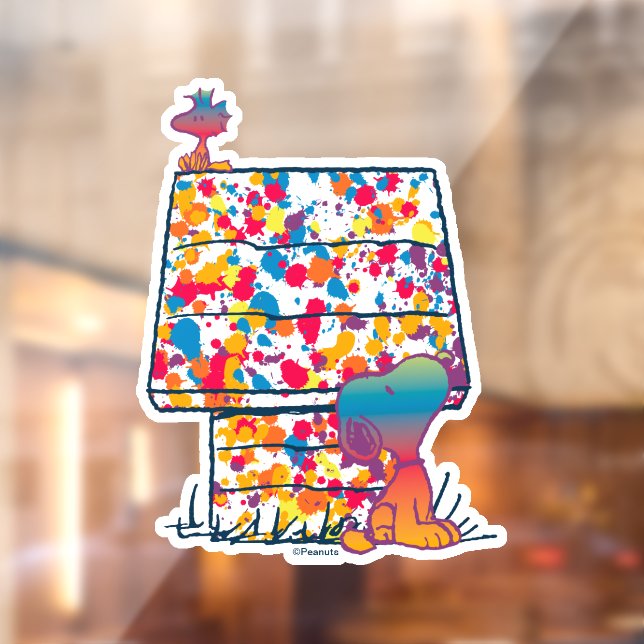 Vinilos Para Cristales Cacahuetes | Pintura arcoiris de Snoopy y Woodstoc (Hoja 2)