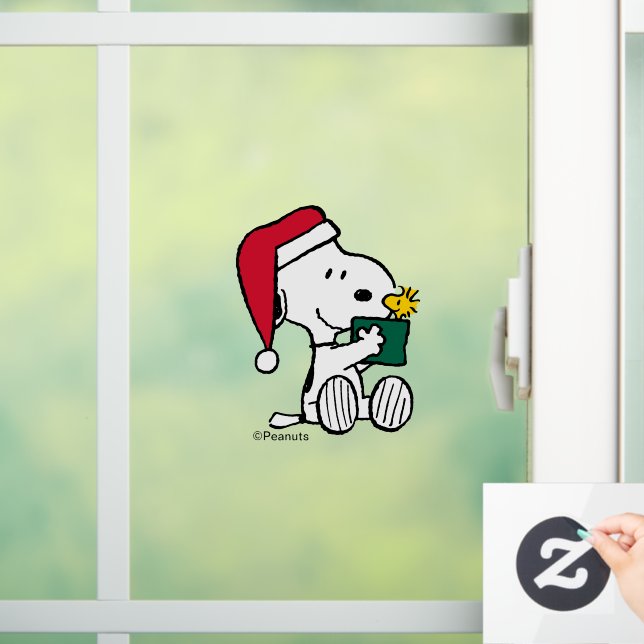 Vinilos Para Cristales Cacahuetes | Regalo Snoopy Santa & Woodstock (Hogar)