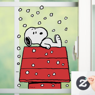 Vinilos Para Cristales Cacahuetes   Snoopy Doghouse Snowflakes