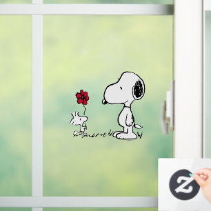 Vinilos Para Cristales Cacahuetes   Snoopy & Woodstock Rojo y Negro