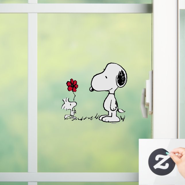 Vinilos Para Cristales Cacahuetes | Snoopy & Woodstock Rojo y Negro (Hogar)