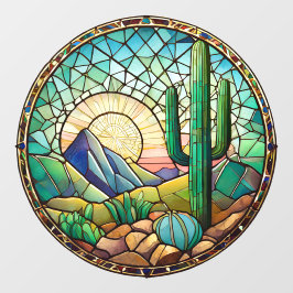 Vinilos Para Cristales Cactus Desert Sunrise Stained Glass