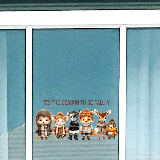Vinilos Para Cristales Caer Amigos Cuidar Animales Salto De La Ventana (Fall Friends Cute Animals Text Window Cling)