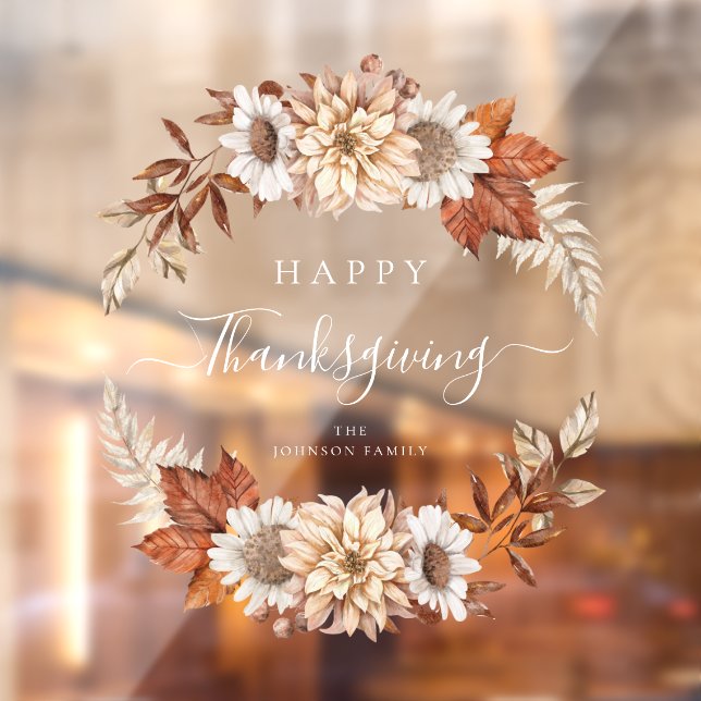 Vinilos Para Cristales Caída Rústica deja feliz Día de Acción de Gracias (Hoja 2)