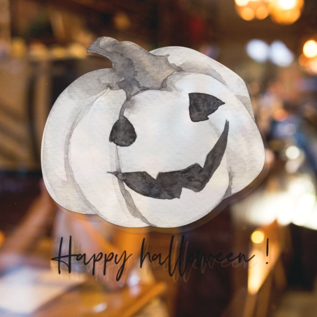 Vinilos Para Cristales Calabaza blanca espeluznante | Feliz Halloween (Subido por el creador)