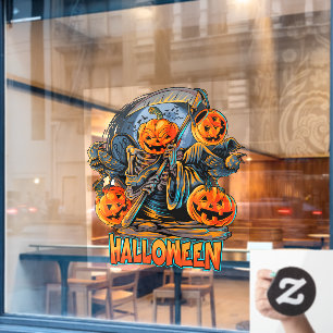 Vinilos Para Cristales Calabaza de Halloween con la Parca