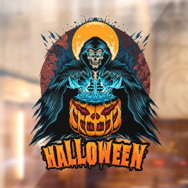 Vinilos Para Cristales Calabaza de Halloween Grim Reaper