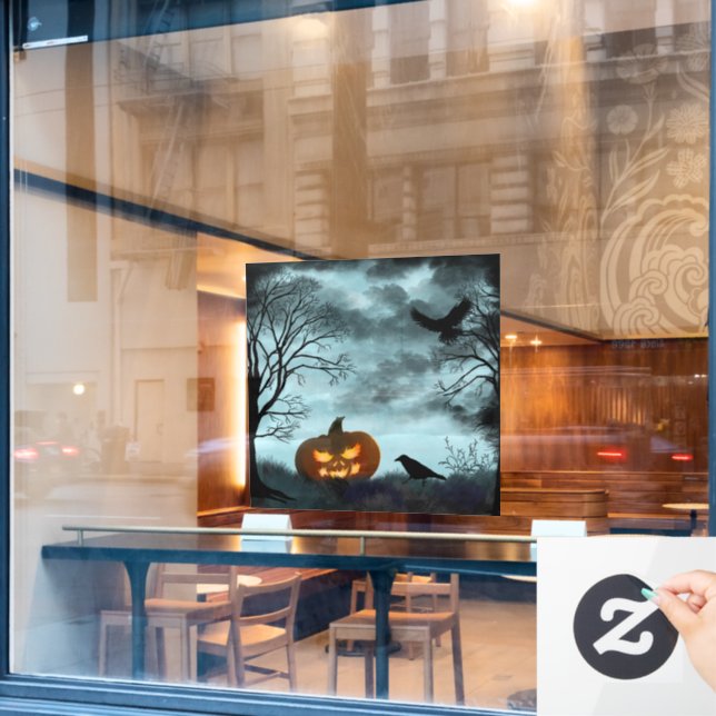 Vinilos Para Cristales Calabaza de Halloween y revestimiento de ventanas (Ventana de cafetería)