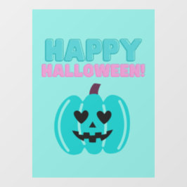 Vinilos Para Cristales Calabaza verde azulada Feliz Halloween