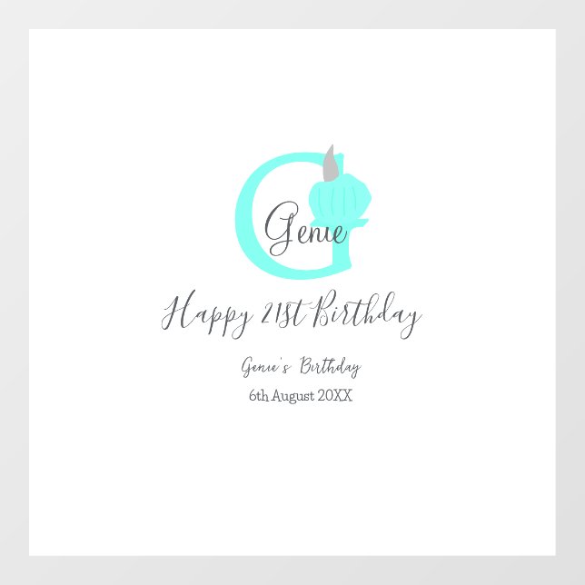 Vinilos Para Cristales Calabaza verde otoño cumpleaños 21ª gris pastel (Hoja)