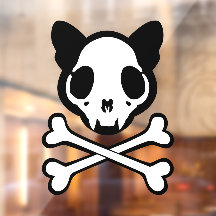 Calavera de gato y huesos cruzados personalizable