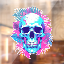 Vinilos Para Cristales Calavera Floral al Estilo Vaporwave