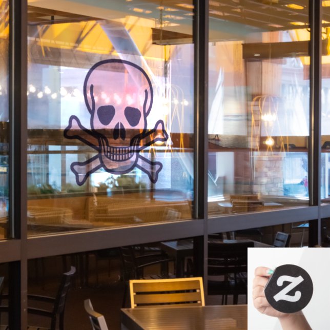 Vinilos Para Cristales Calavera n Huesos rosa lg rand ventana clavando la (ventana del restaurante)