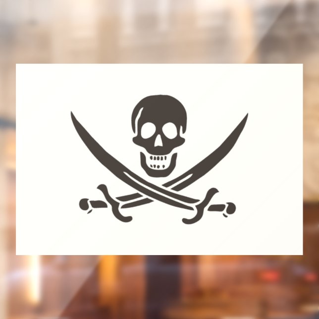 Vinilos Para Cristales Calavera obsidiana espada Bandera pirata de Calico (Hoja 2)