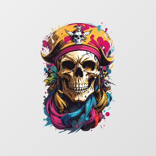 Vinilos Para Cristales Calavera pirata de Halloween