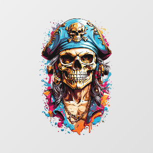 Vinilos Para Cristales Calavera pirata de Halloween