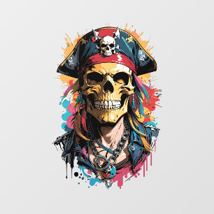 Vinilos Para Cristales Calavera pirata de Halloween