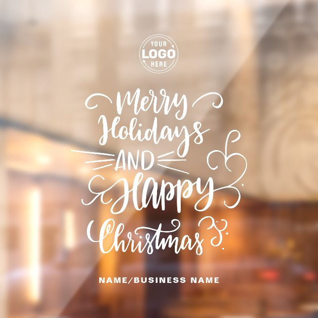 Vinilos Para Cristales Caligráfico Feliz Navidad Añadir tu logotipo (Hoja 2)