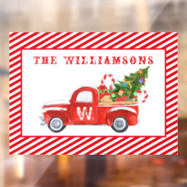 Vinilos Para Cristales Camión de Vintage rojo del árbol de navidad del pe