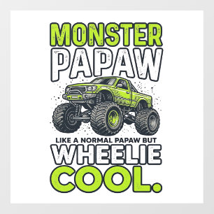 Vinilos Para Cristales Camión Monstruo Papá Wheelie Genial Divertido Dise