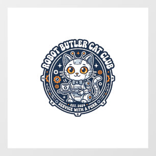Vinilos Para Cristales Camiseta de Arte de Robot Mayordomo Gato Amante de