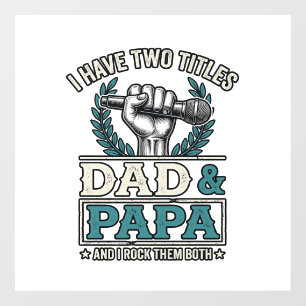 Vinilos Para Cristales Camiseta Micrófono Vintage Títulos Papá y Papá Roc