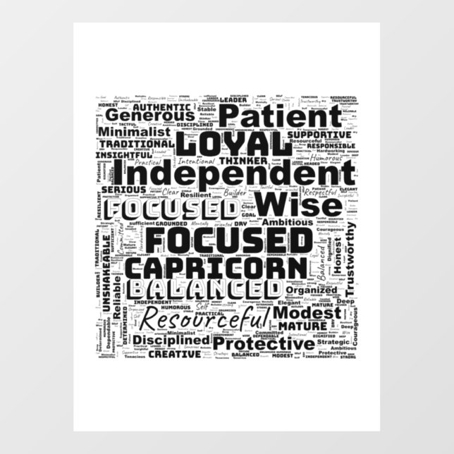 Vinilos Para Cristales Capricornio Zodiac Word Cloud Inspiration Wall Dec (Hoja)