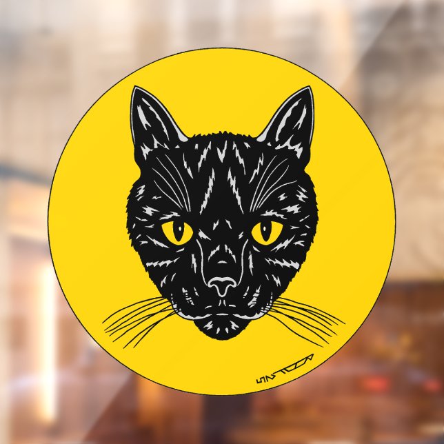 Vinilos Para Cristales Cara de gato negro (Hoja 2)