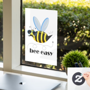 Vinilos Para Cristales Carácter de abeja con gafas de sol bigote Bee Fáci