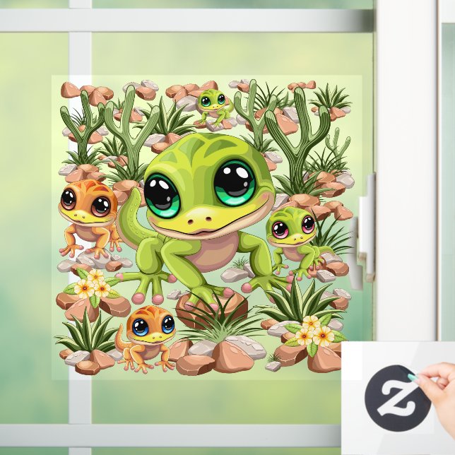Vinilos Para Cristales Caracteres de dibujos animados de Baby Geckos Cute (Hogar)