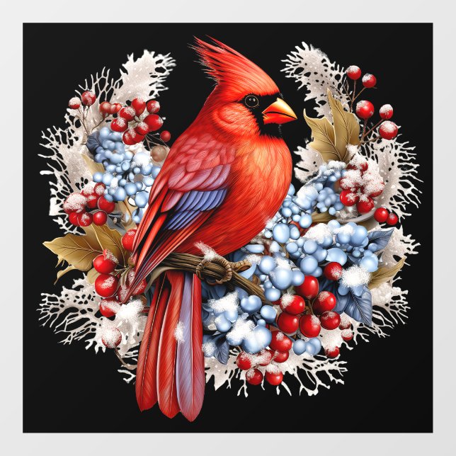 Vinilos Para Cristales Cardenal rojo de Winter Wonderland (Hoja)