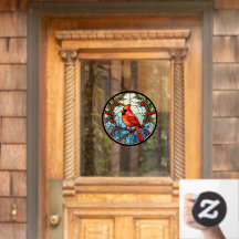 Cardenal Rojo Posado En Un Vidrio Falso De Vidrio 