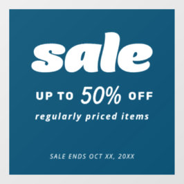 Vinilos Para Cristales Cartel de oferta azul retro clásico de Bubble