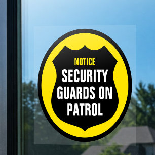 Vinilos Para Cristales Cartel de patrulla de guardia de seguridad Amarill